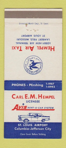 Matchbook cover hempel air - -,