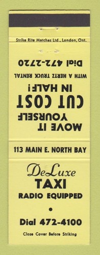 Matchbook cover deluxe - -, taxi